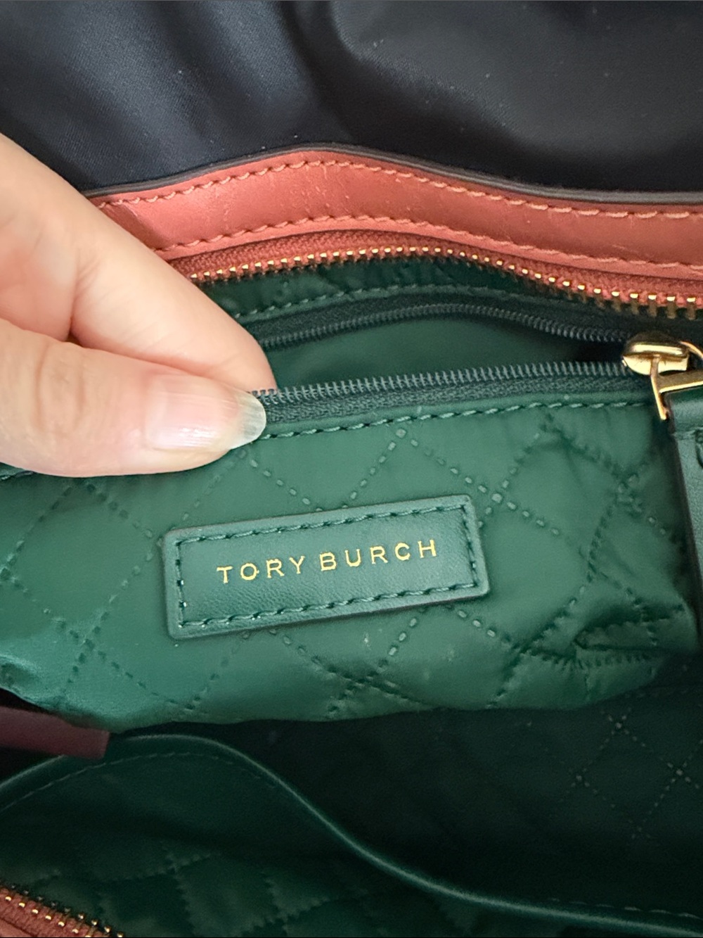 Tory Burch Black Nylon Tote with Multicolor Leather Trim - Picture 2 of 8